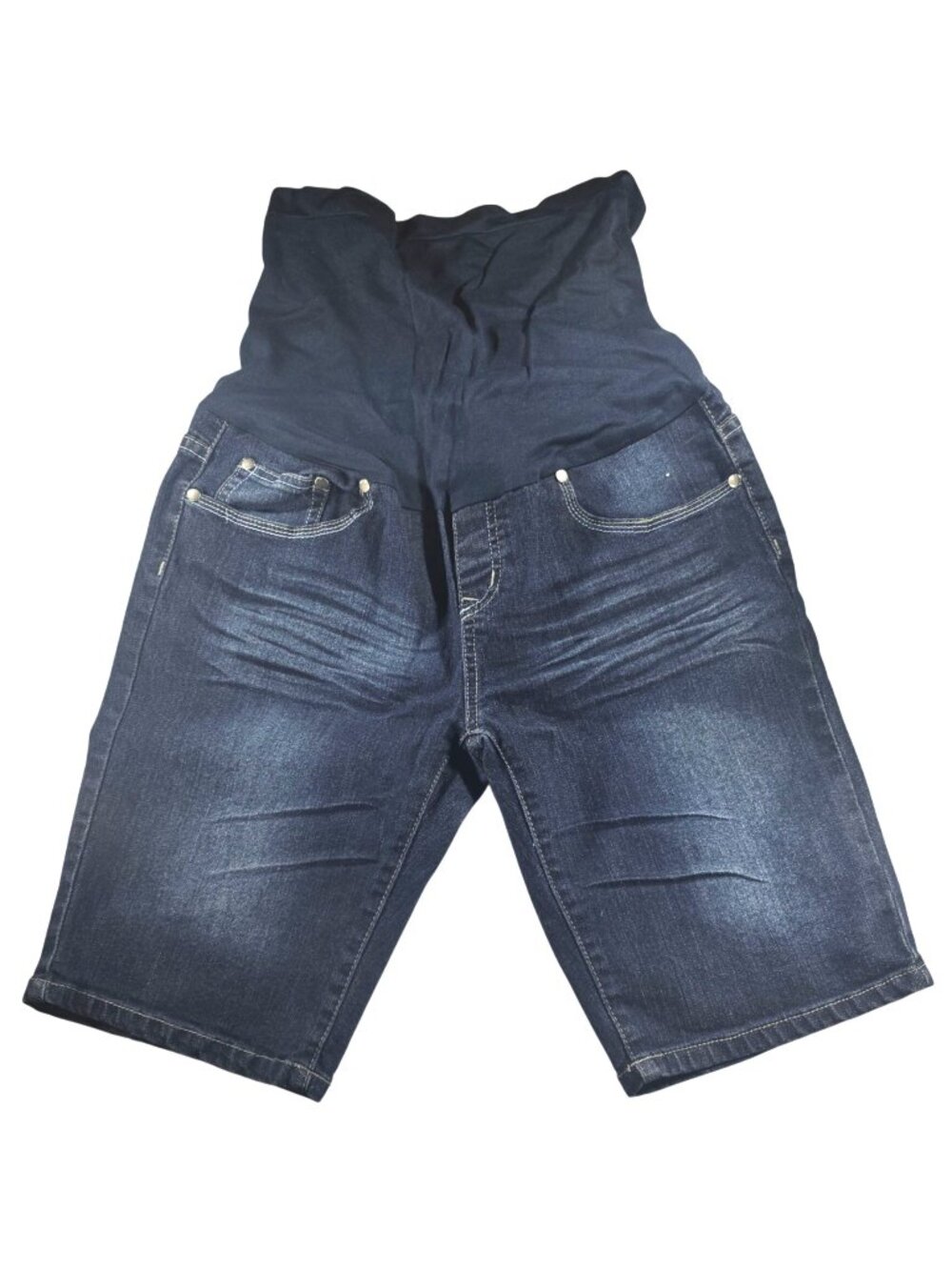 Bella Vida Maternity Denim Bermuda Shorts With Embellished Pockets Size L